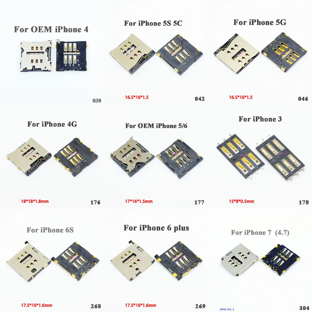 Держатель слота для Sim карты Гнездо разъем iPhone Apple 4G 4S 5 C 5S 6G 6 Plus|sim card socket connector|sim