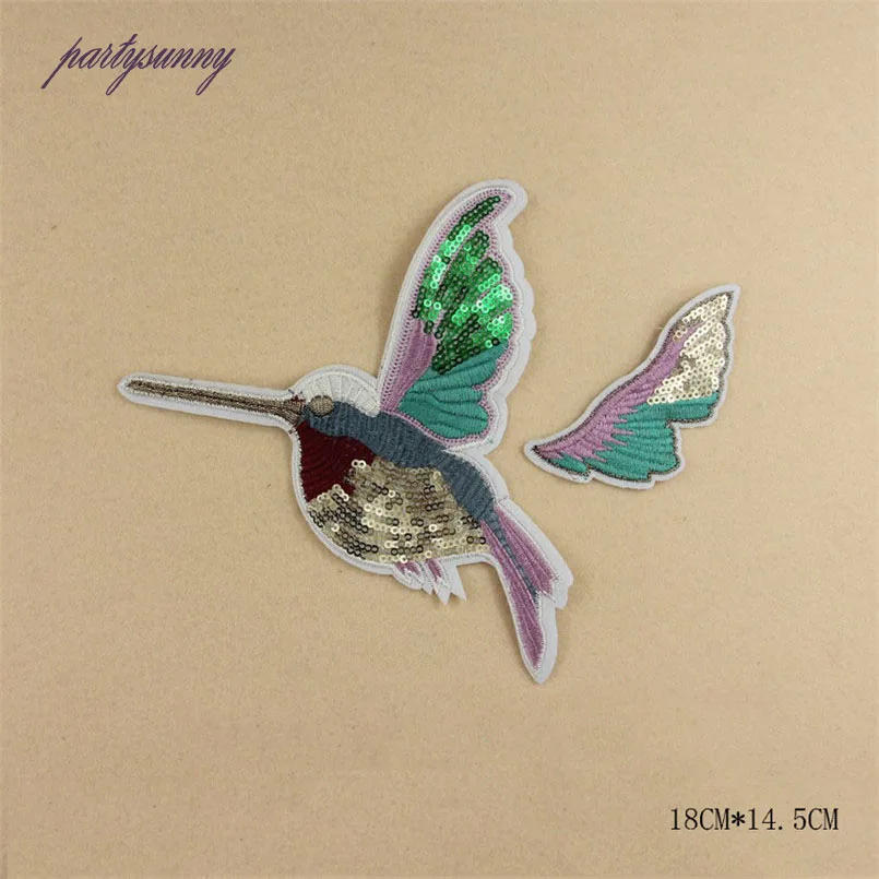 Pf 2 шт./лот вышивка блестками патчи комбо птичка патч для платья Одежда DIY