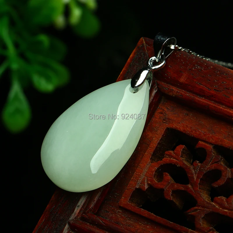 Ожерелье из натурального нефрита кулон Бирмы и женское модное ожерелье серебра