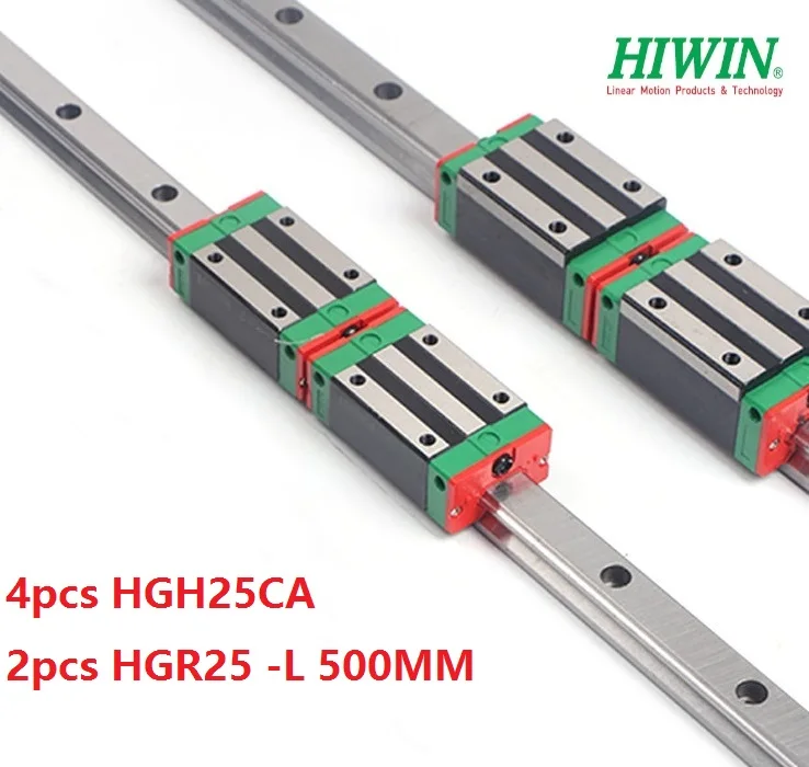 

2pcs Hiwin linear guide rail HGR25 -L 500MM + 4pcs HGH25CA linear narrow blocks for cnc router