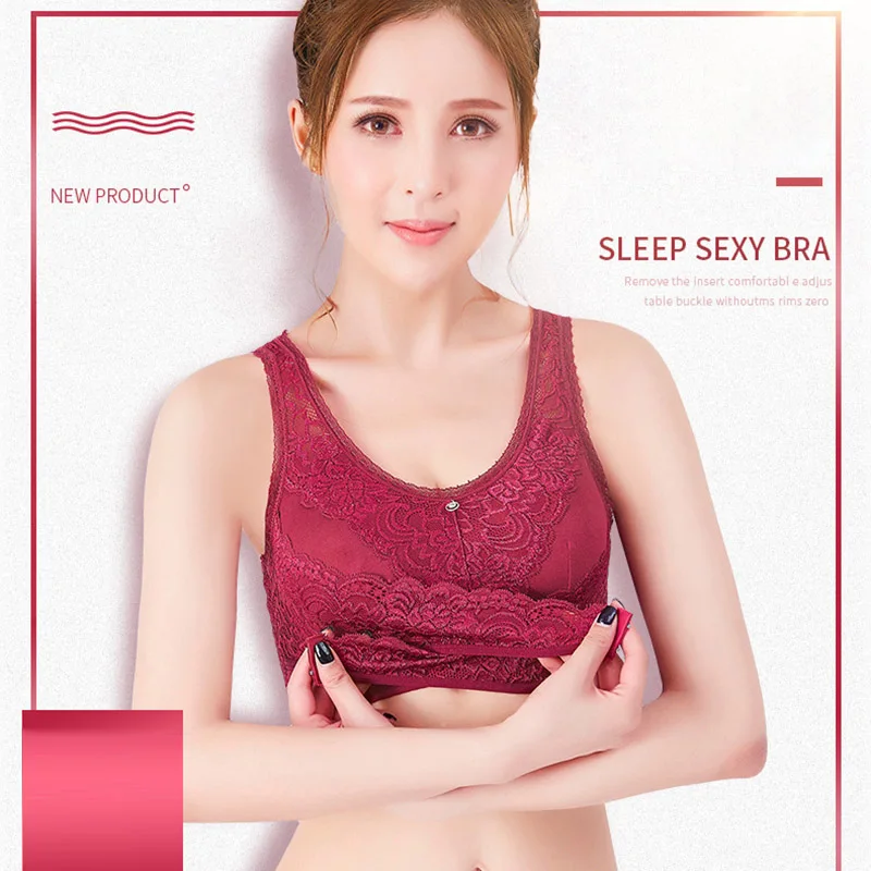 Newly Wireless Front Cross Side Buckle Lace Lift Bra Breathable for women dropshiping | Женская одежда