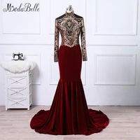 modabelle african velvet mermaid evening dress for muslim 2018 arabic vestidos formales gold burgundy prom dress for black girl
