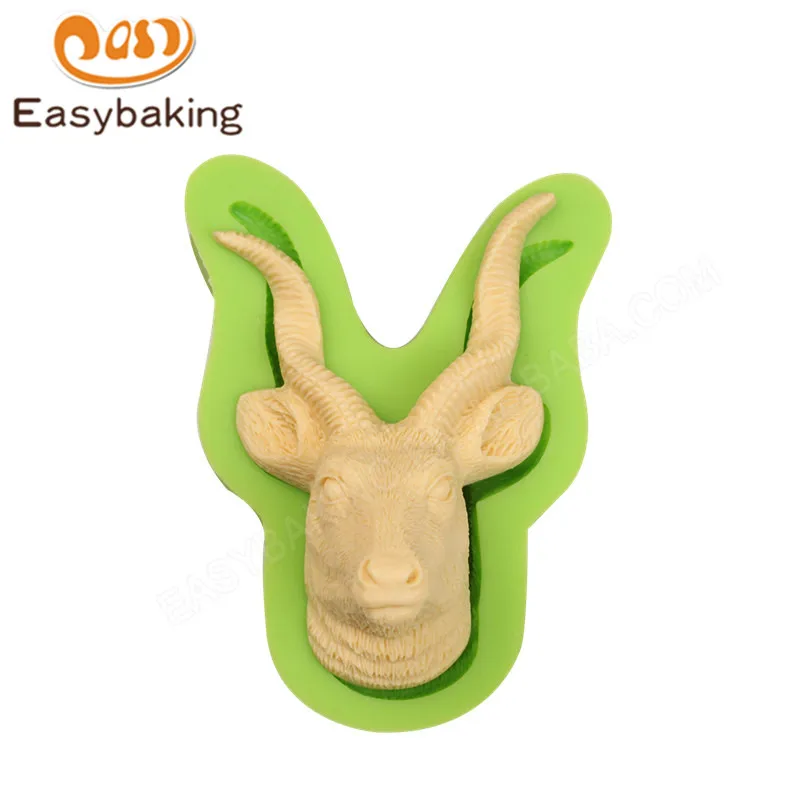 3D Goat Head Shape Silicone Soap Mold Chocolate Pastry Tool Fondant Cake Decorating Arts and Crafts Moulds
