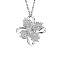 everoyal trendy lady crystal clover pendant necklace for girl birthday party accessories fashion silver 925 necklace female gift