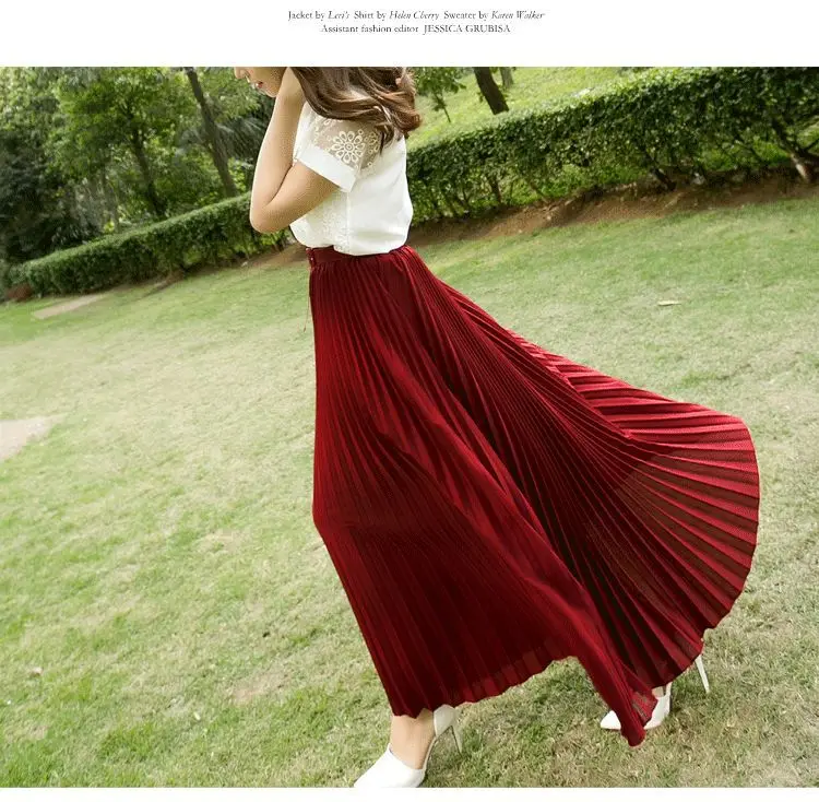 2019 весенне летняя женская шифоновая Однотонная юбка принцессы женские длинные