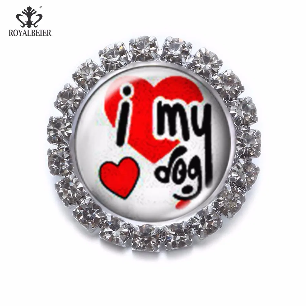 Металлические подвески из горного хрусталя 12 шт. 18 мм кнопка I Love Dog браслет с