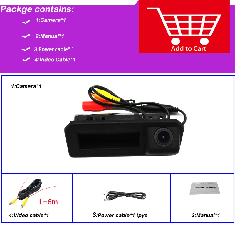 

Wide view angle Night Vision Car Revere Rear View Camera Cam Trunk handle For 2017 2018 Audi Q2 Q5L A5 Skoda karoq KODIAQ