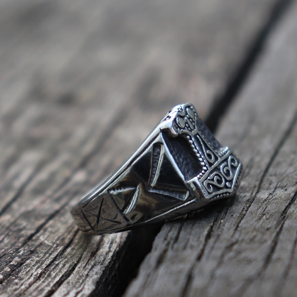 Мужское кольцо из нержавеющей стали Викинг один Mjolnir молот Тора кольца Амулеты