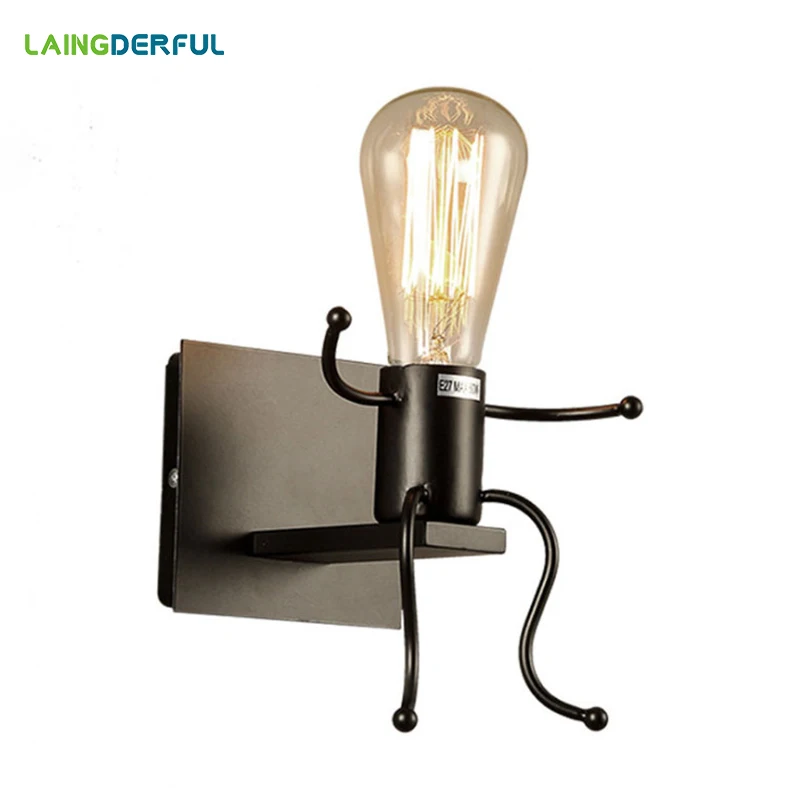 

Vintage Metal LED Wall Lamps Creative Bedroom Bedside Wall Lights 1/2 Heads Industrial Decor Black/White/Red Iron Wandlamp