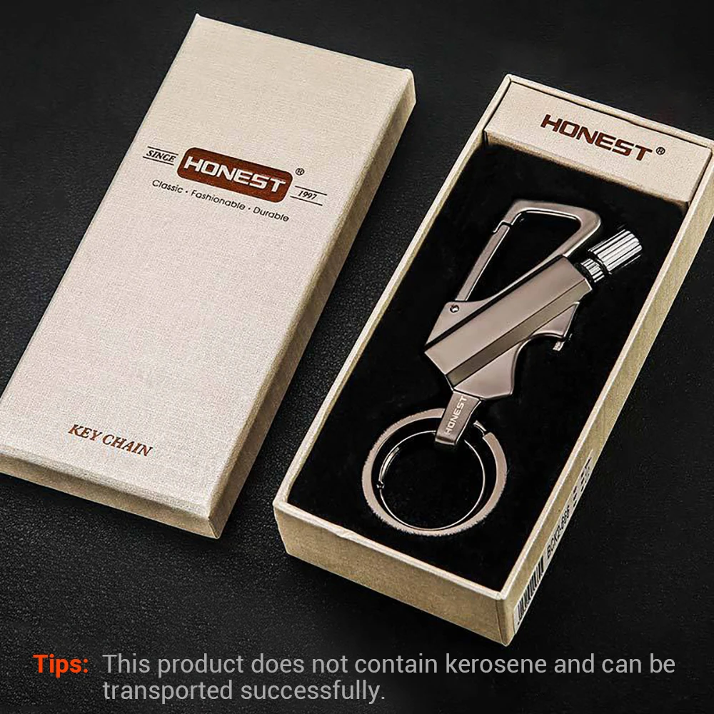 

Motorcycle Keychain Car Key Ring Key Chain For Car Stainless Steel Keyring Flint Stone Matches Travel Survival Wilderness