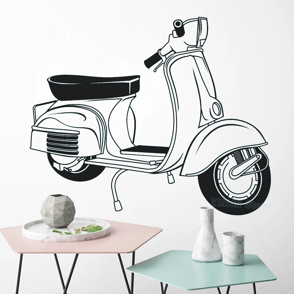 Настенные наклейки Vespa для спальни Ретро стиль наклейка гостиной модник на стену