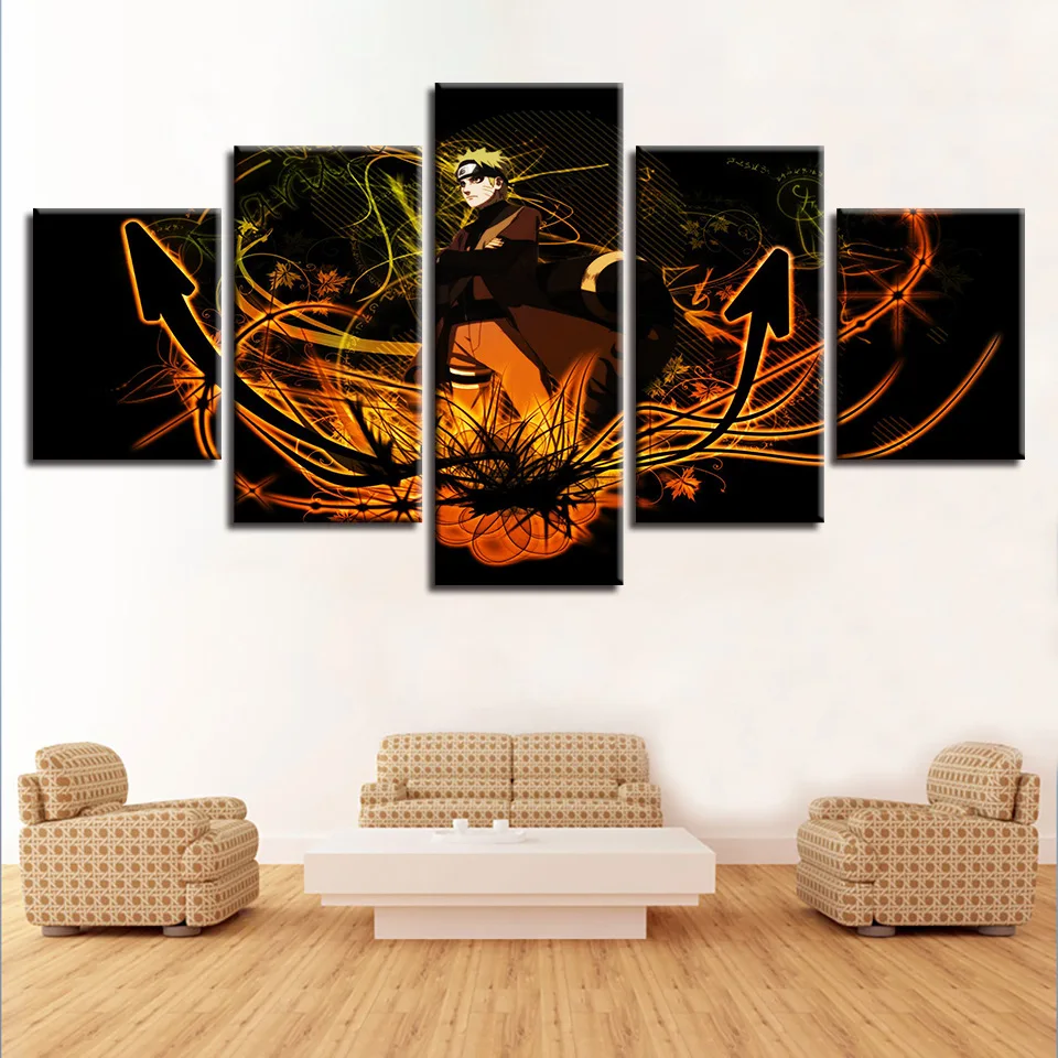 COLOMAC Modular Picture HD Print Canvas Painting 5Pieces Modern Home Room Decor Movie Poster Naruto Combination Bedside | Дом и сад