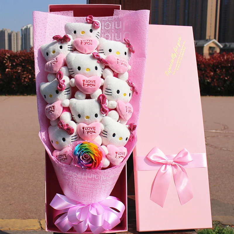 Виниловые куклы HELLOKITTY 2020 фигурка игрушка мультяшный цветочный букет креативный