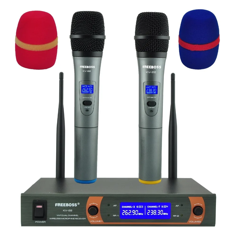 Портативный беспроводной микрофон Freeboss KV-22 VHF 2 динамических капсулы для