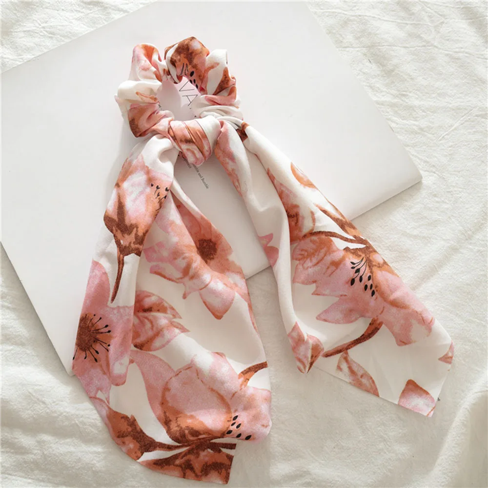 Женские резинки для волос с бантом летние эластичные цветочной лентой заколки