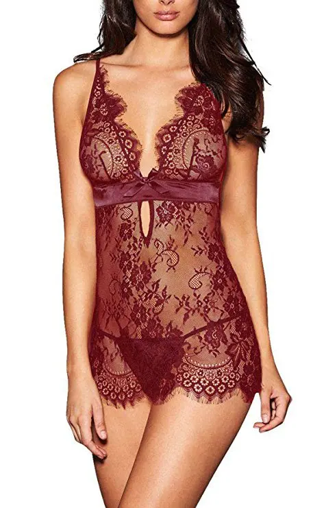 Сексуальное женское нижнее белье размера плюс Прозрачная Кружевная Babydoll с