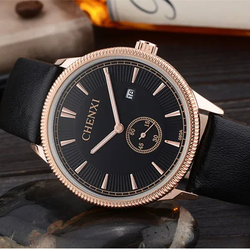 2018 CHENXI мужские часы Топ бренд класса люкс из натуральной кожи ремешок кварцевые