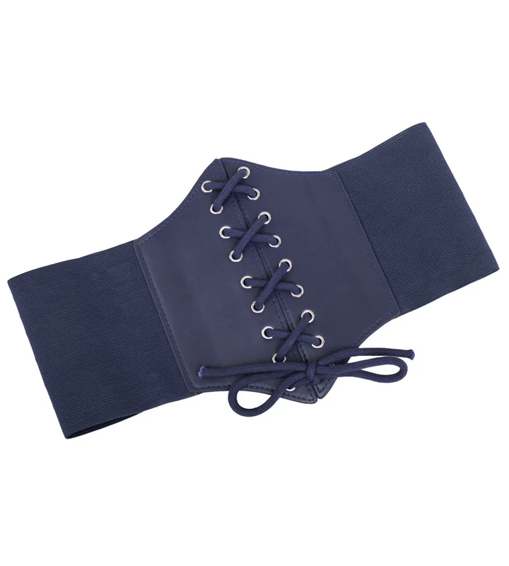 5 Navy Blue Belts Корсетный пояс для женщин размера плюс 3XL Модный Роскошный пояс из искусственной кожи на шнуровке широкий пояс с пряжкой - Цвет: 5 Navy Blue Belts