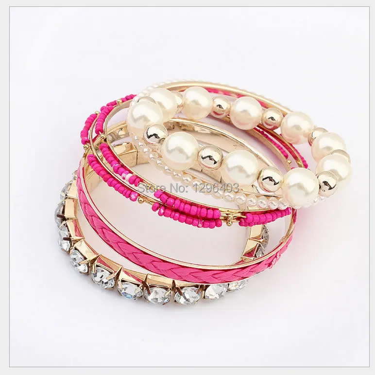 Free Shipping 2015 Women Brand New Design Hand Accessory Vintage Bohemia pearl Bracelet Character Multichamber Bangles C-1857 | Украшения и