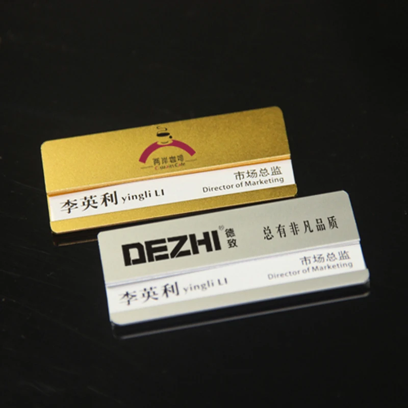 DEZHI 68X32 мм Алюминий сплава бейдж держатель с внутренним Бумага pin/магнит для