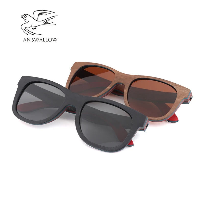 

Retro environmental trend men's wooden sunglasses skateboard wood sandwich bamboo wood polarized UV400 men and women sunglasses