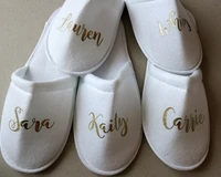customize name bride groom slippers bridesmaid maid of honour bridal party spa birthday wedding new year christmas party favors