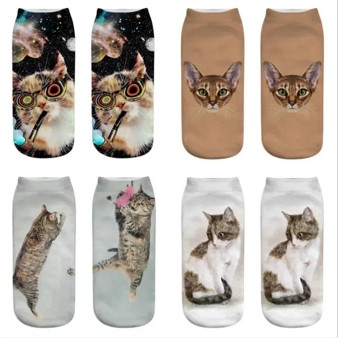 wholesale-free shipping Kitty 3D printed socks short tube female boat hot women | Женская одежда