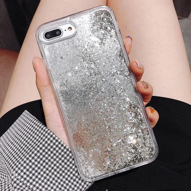 Bling Luxury Transparent Flowing Gold Foil Liquid Phone Case For iphone 6S 6 7 8 plus X XS 11 MAX XR Quicksand Cover Capa Fundas