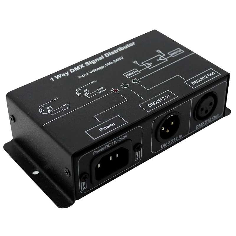DMX512 односторонний распределитель сигналов DMX (выход 1 канал) AC100 ~ 240 В канал вход
