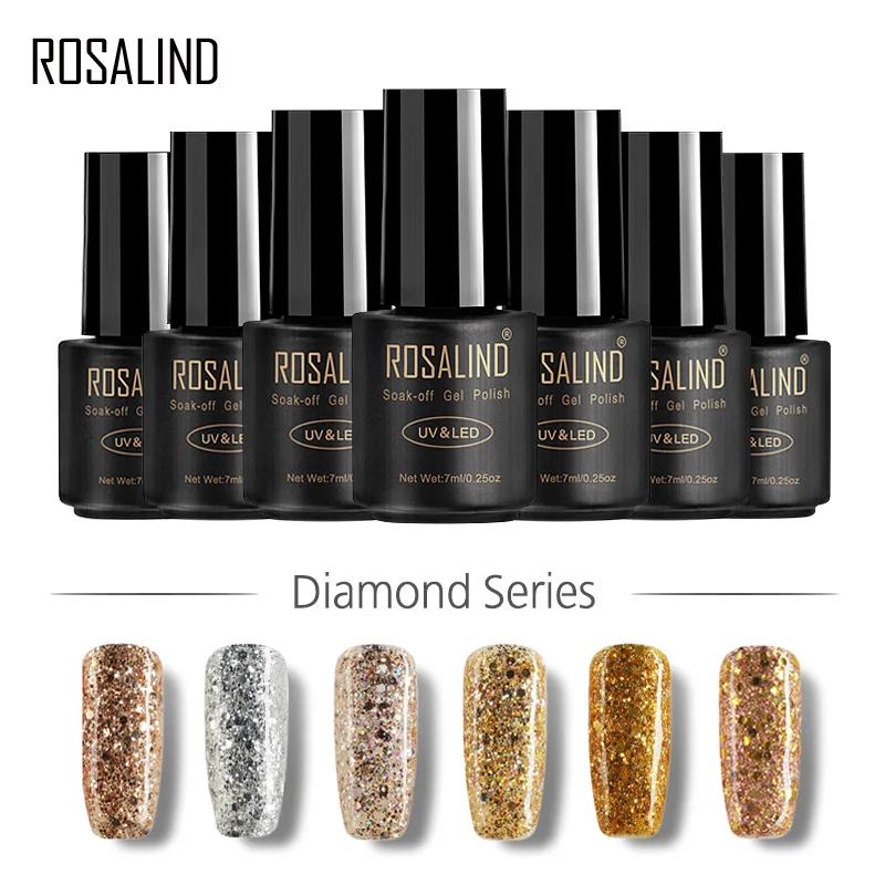

ROSALIND Gel 1S Nail Gel 7ML Diamond Glitter W01-29 Nail Art UV&LED Soak-Off Glitter Platinum Glue Gel Nail Polish
