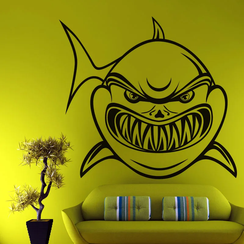

Modern Design Home Decor Cartoon Shark Wall Stickers Vinyl Hollow Out Animal Outline Art Wall Decal For Living Room M642