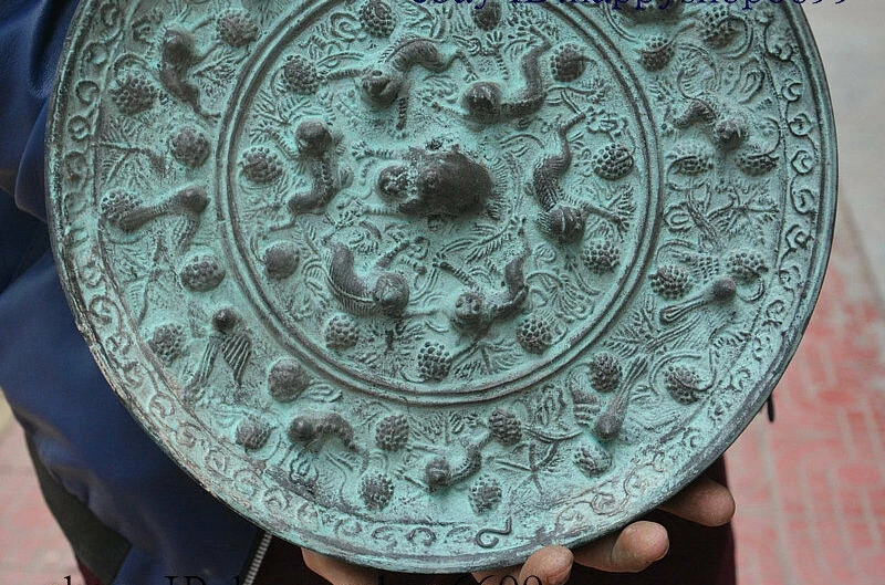 Rare Chinese Bronze Pure Copper Beast Wealth Emboss Statue Ancient Mirror | Дом и сад