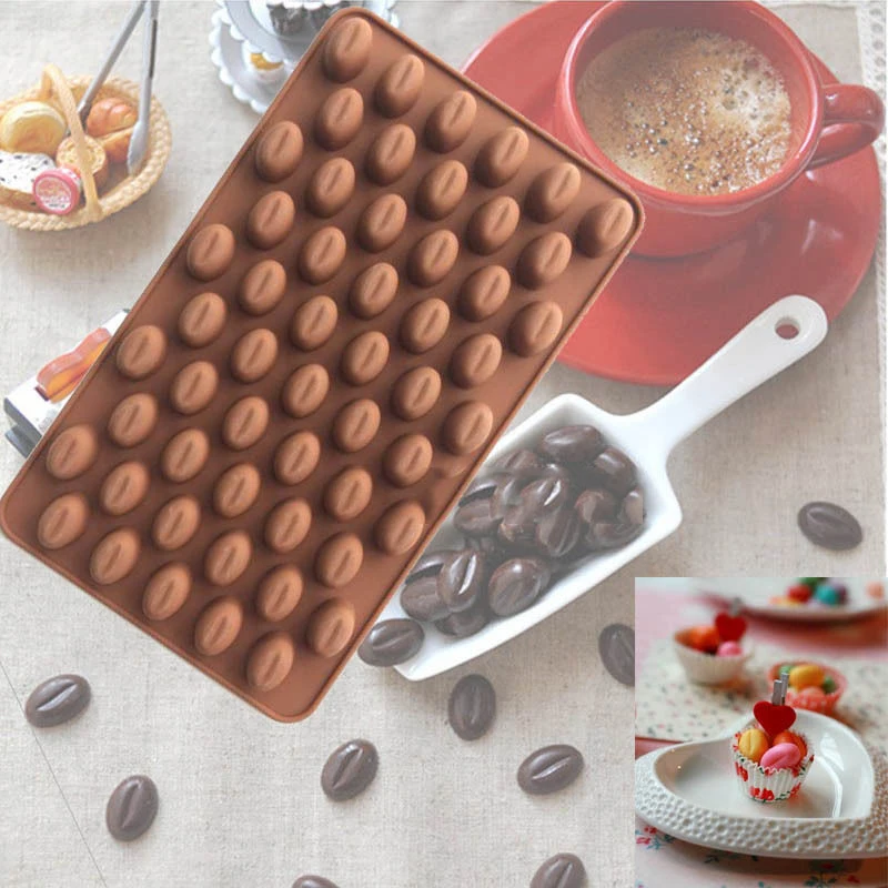 

55-Cavity Silicone Mini Coffee Beans Chocolate Sugar Candy Mold Mould Cake Decord