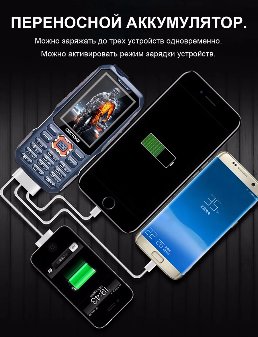 3 sim-карты телефон cectdigi T19 3D стерео Динамик Открытый прочный мобильный телефон Запасные Аккумуляторы для телефонов Беспроводной fm 16:9 HD русский клавиатура телефон