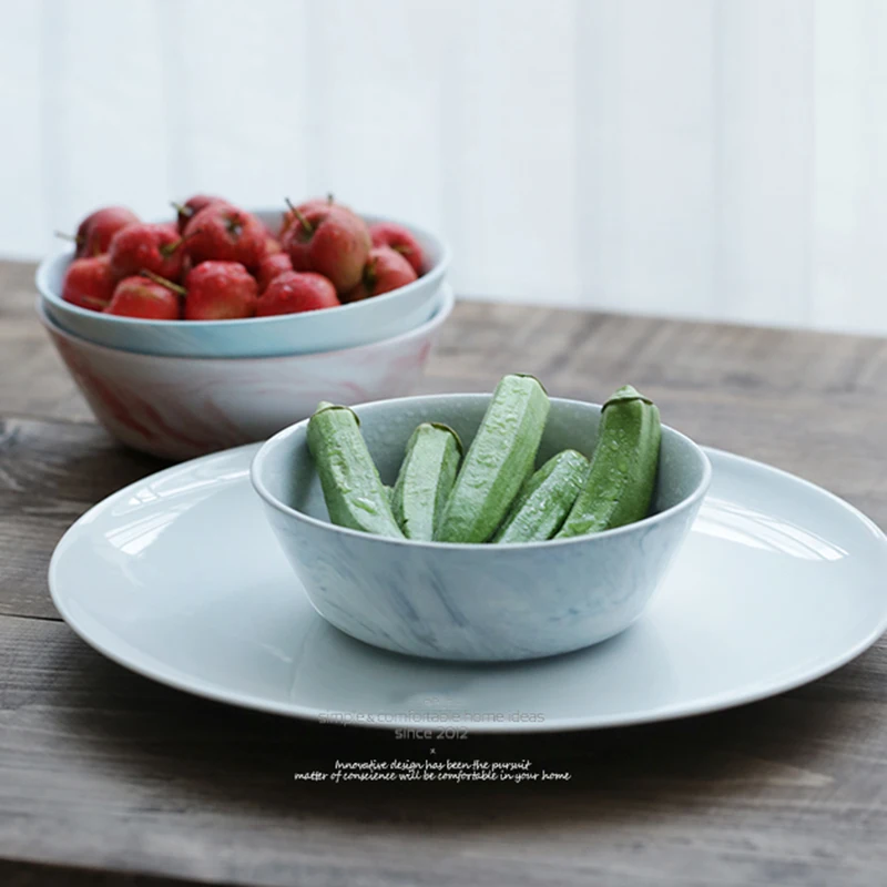 Ins керамическая миска для супа в скандинавском стиле фарфоровая мраморная