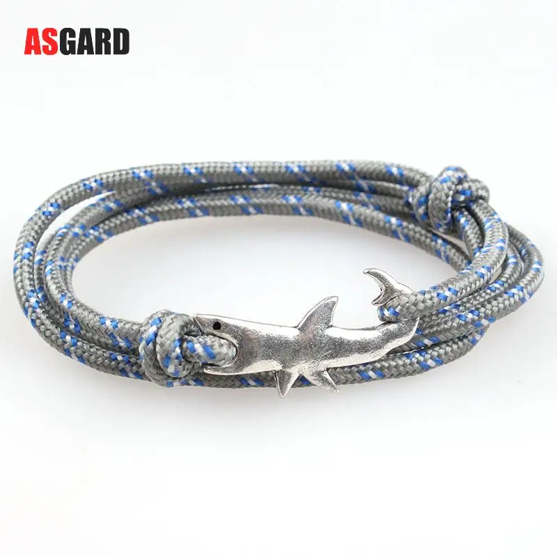 Лидер продаж веревочный браслет ASGARD в виде слоев акулы старинная Серебряная