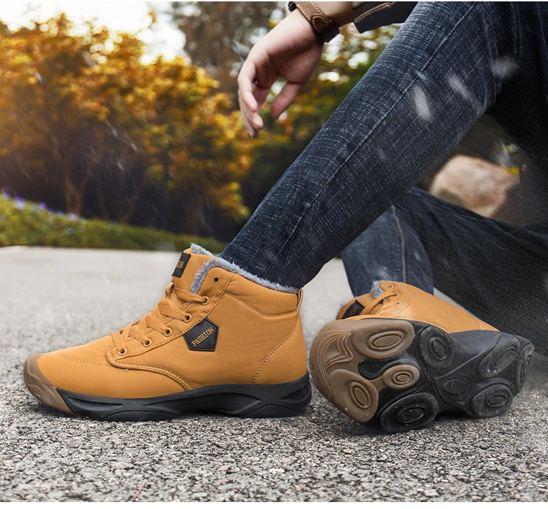 Fashion Men's Snow boots Warm with plush ankle boots Couple work Casual shoes For men winter boots