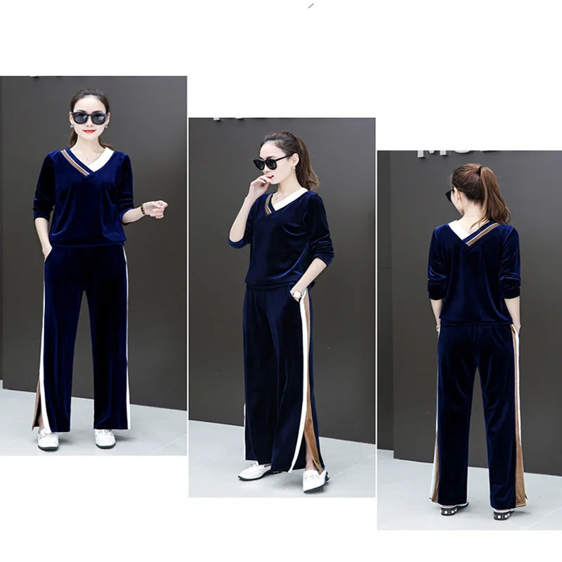 

Spring /Fall / Women's Gold velvet Velvet fabric Tracksuits Velour suit women sport suit No fading no pilling h155