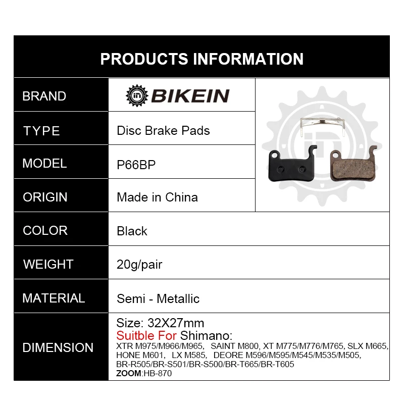 Полимерные дисковые Тормозные колодки BIKEIN MTB для велосипеда ZOOM Shimano Deore M596 M595 M535 SLX