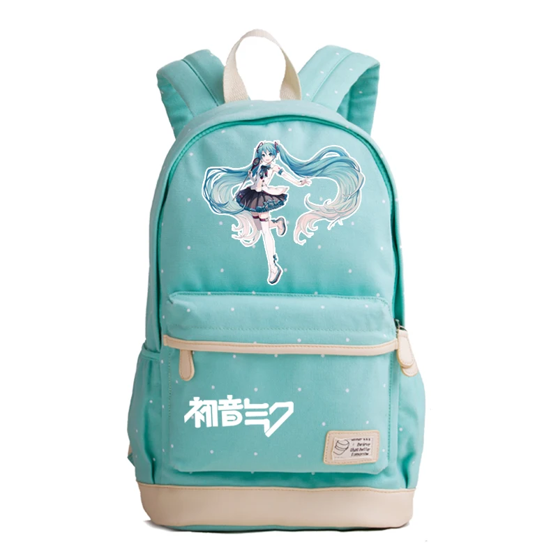 Музыкальный Хацунэ Мику Печать Рюкзак Kawaii женские сумки на плечо Miku Mochila Feminina Холст Школьные сумки для девочек-подростков