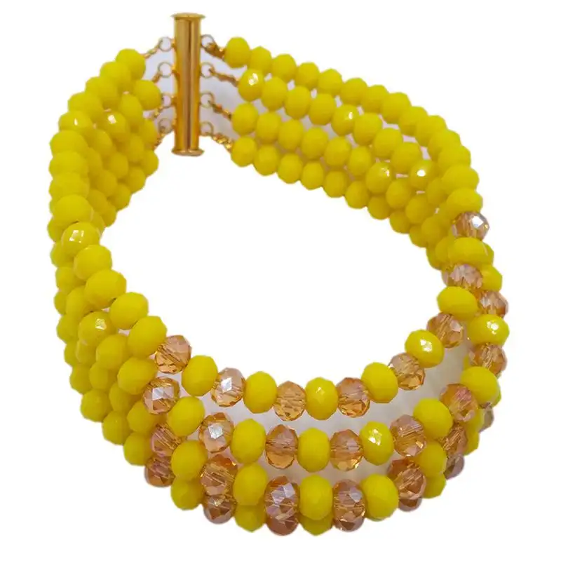 Latest Opaque Yellow Champagne Gold AB Ethnic Crystal Party Beads Necklace Sets 6C-SPHJZ-17 | Украшения и аксессуары