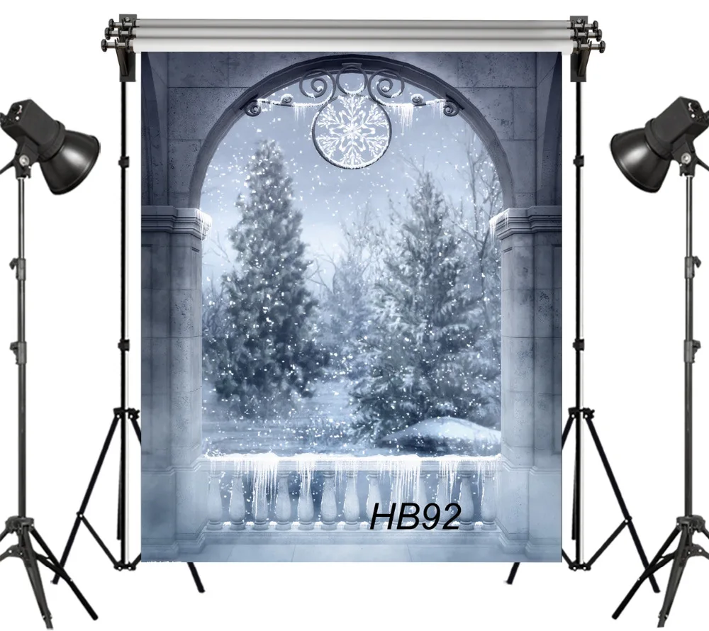 

LB 5x7 футов сказочный замок балкон снег кровельный лес Страна Чудес бесшовный моющийся без складок Фотофон Декор