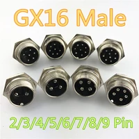 1pc gx16 23456789 pin male 16mm wire panel circular connector with cap lid aviation connector socket plug l102 109