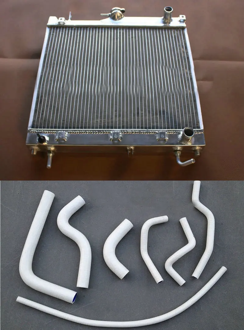 Radiator White Hose Алюминиевый радиатор+ Силиконовый нагревательный шланг для Suzuki Jimny III Samurai II JB33 JB43 1.3L 16V G13B/M13A 1998- AT/MT 40 мм 2 ряда - Цвет: Radiator White Hose