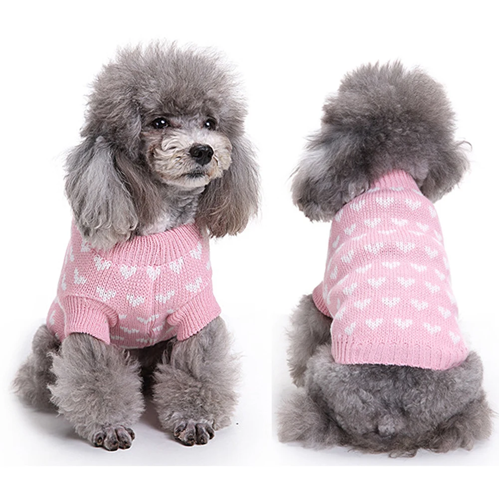 Сердце печатных собака свитер теплые пальто для будущих мам Pet Puppy Одежда