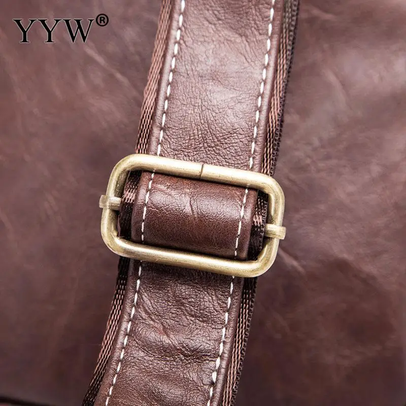 

YYW Vintage Male Crossbody Sling Bag Coffee Patchwork Soft Pu Leather Handbag Black Messenger Bag Multifunction Chest Bags Men