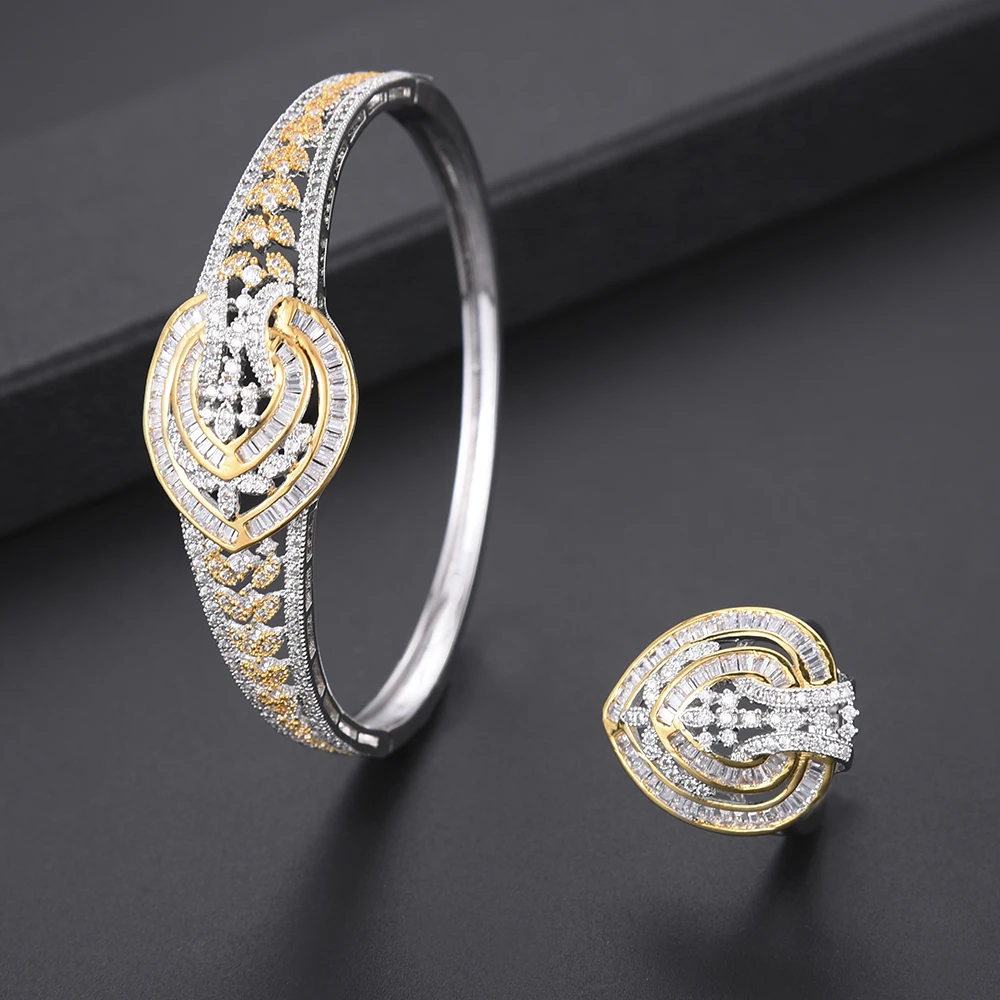 missvikki Ethnic 4PCS Jewelry Set Shiny Attractive Bangle Earrings Necklace Ring Accessories For Women Bridal Wedding Party | Украшения и