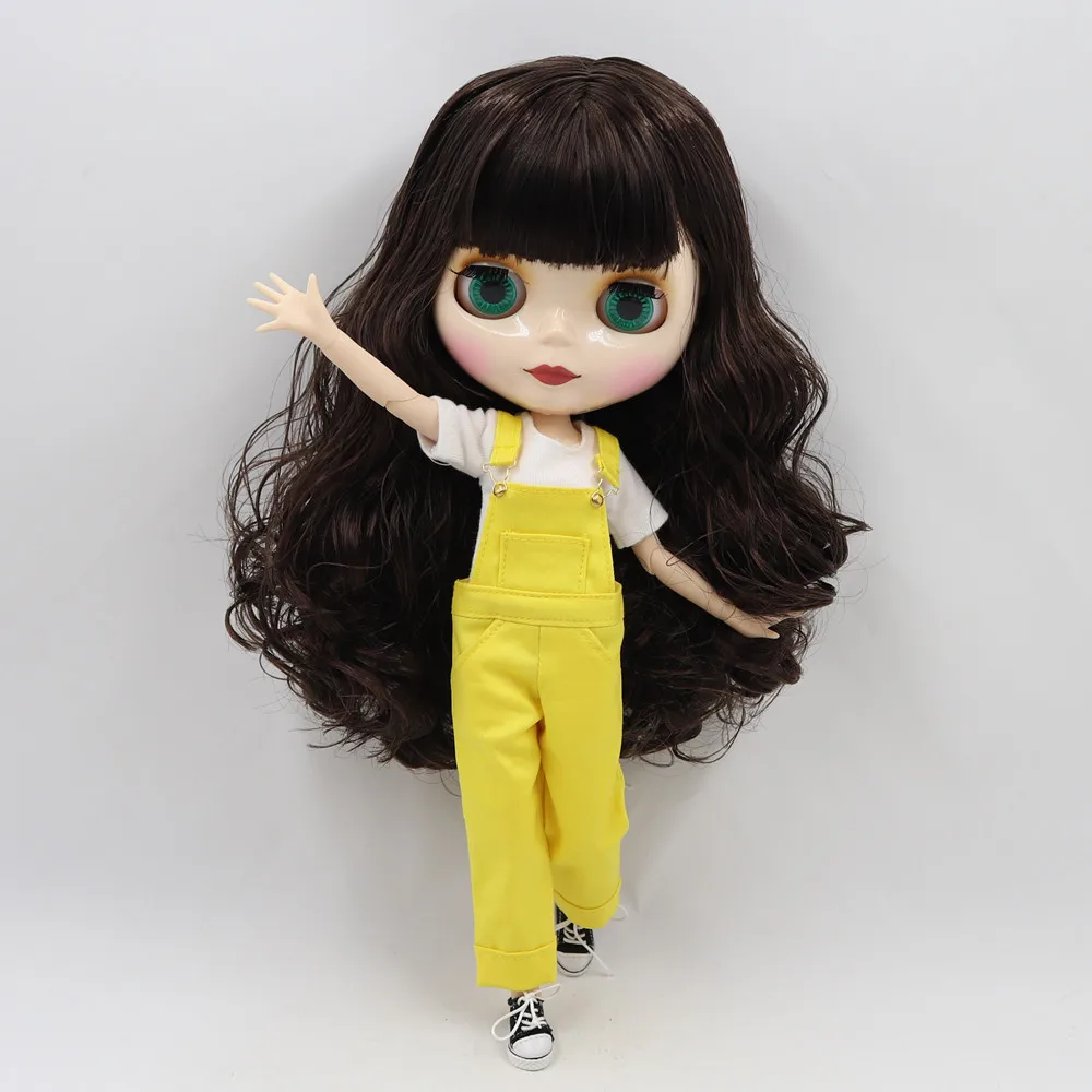 Костюм одежды для куклы Blyth фиолетовая шифоновая футболка и джинсы брюки 1/6 BJD ICY NEO