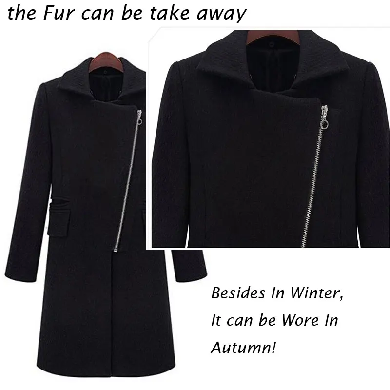 Зимнее черное пальто с воротником из искусственного меха Женская куртка 2020 новая
