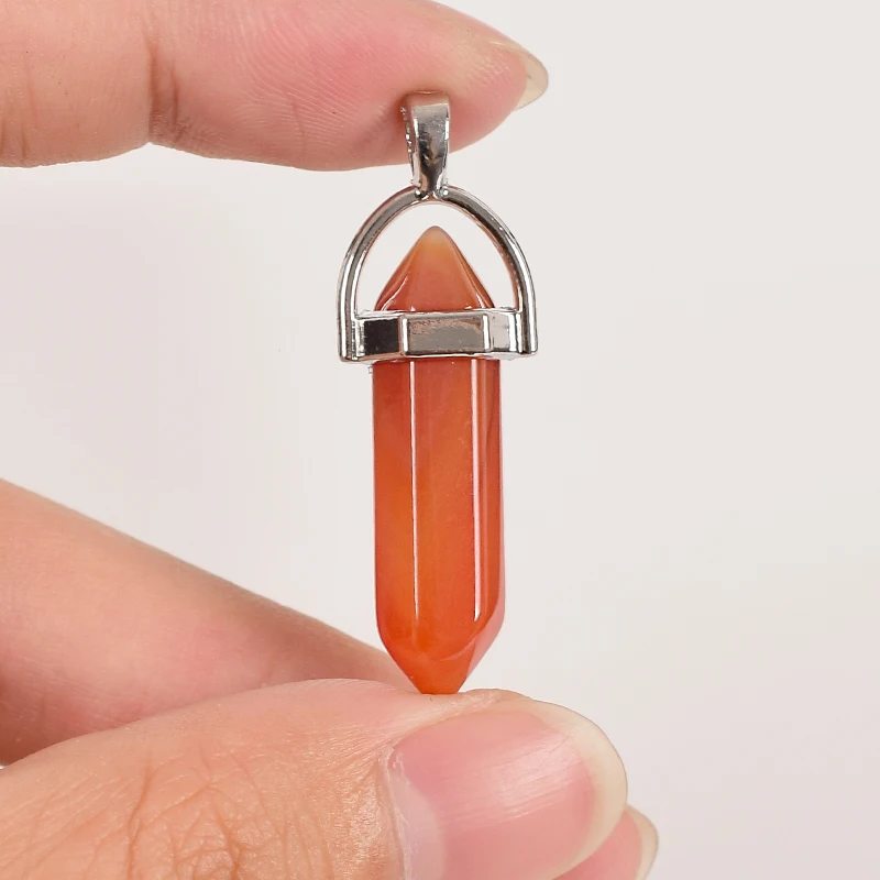 

30mm Tumbled Stone Natural carnelian Hexagonal Column Reiki Pendulum Pendant Healing Mineral Quartz Crystals kids Home Decor